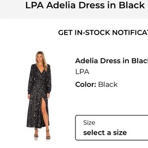 LPA Adelia Sequin Long-Sleeve Black Gown